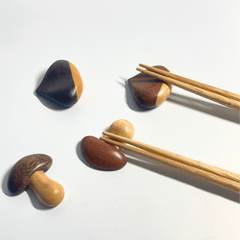 YAMAKO wooden mushroom shape chopstick rest/each (Dark Brown) - J Mart