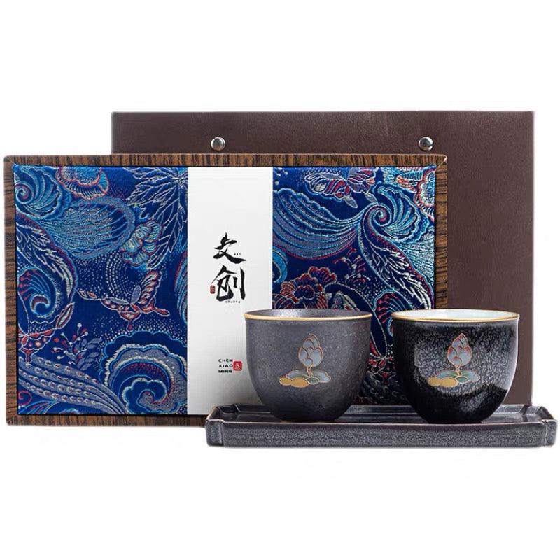 JDZ 2 Lotus Tea Cups with a plate - J Mart