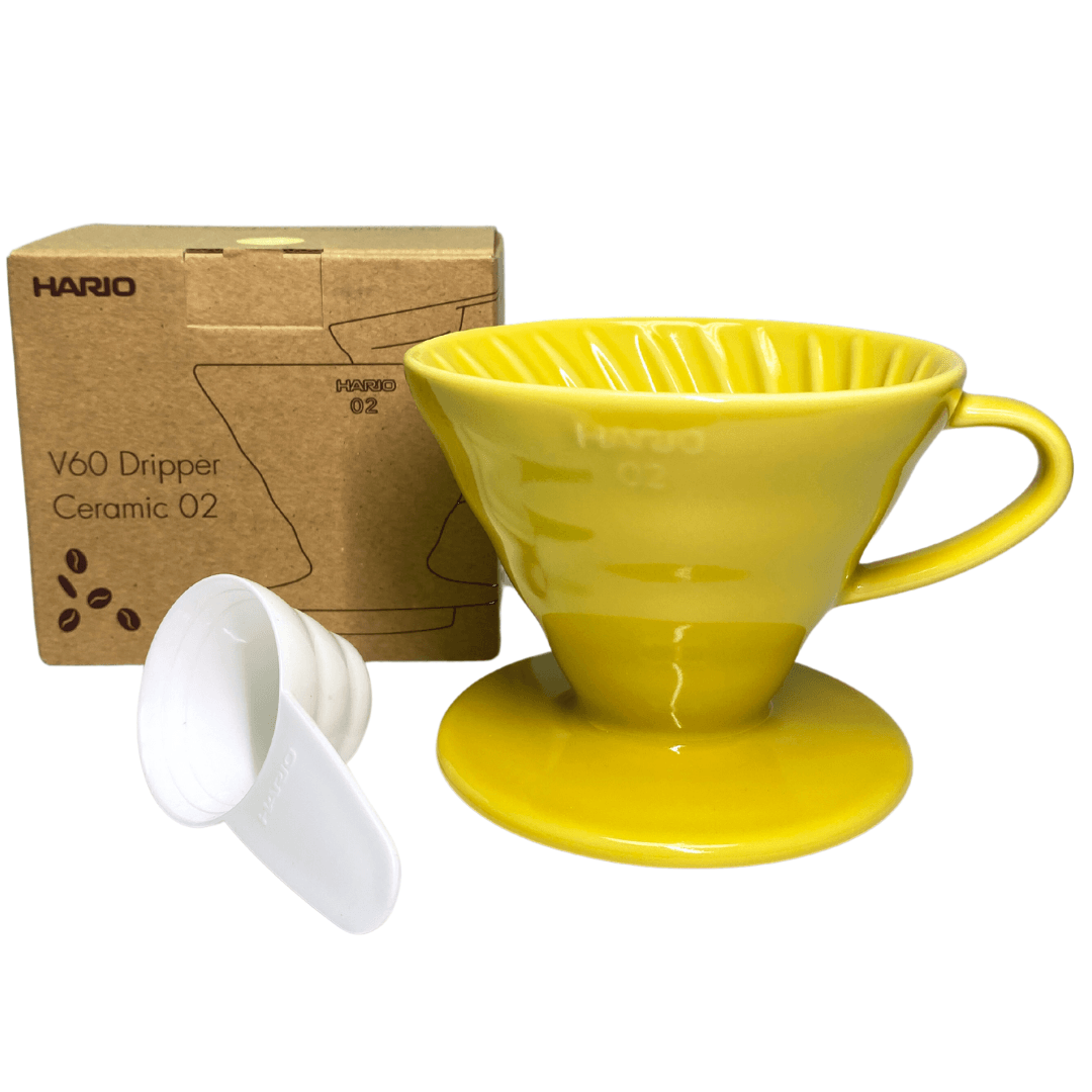 Hario V60 colour coffee dripper (lemon yellow) for 1-4 cups - J Mart