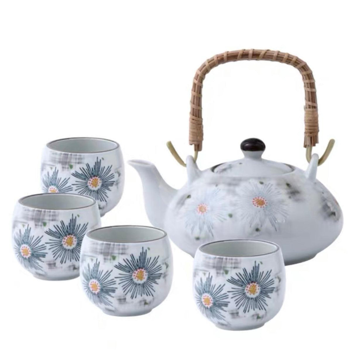 JDZ 4 cups 1 Tea pot Sun Flower - J Mart